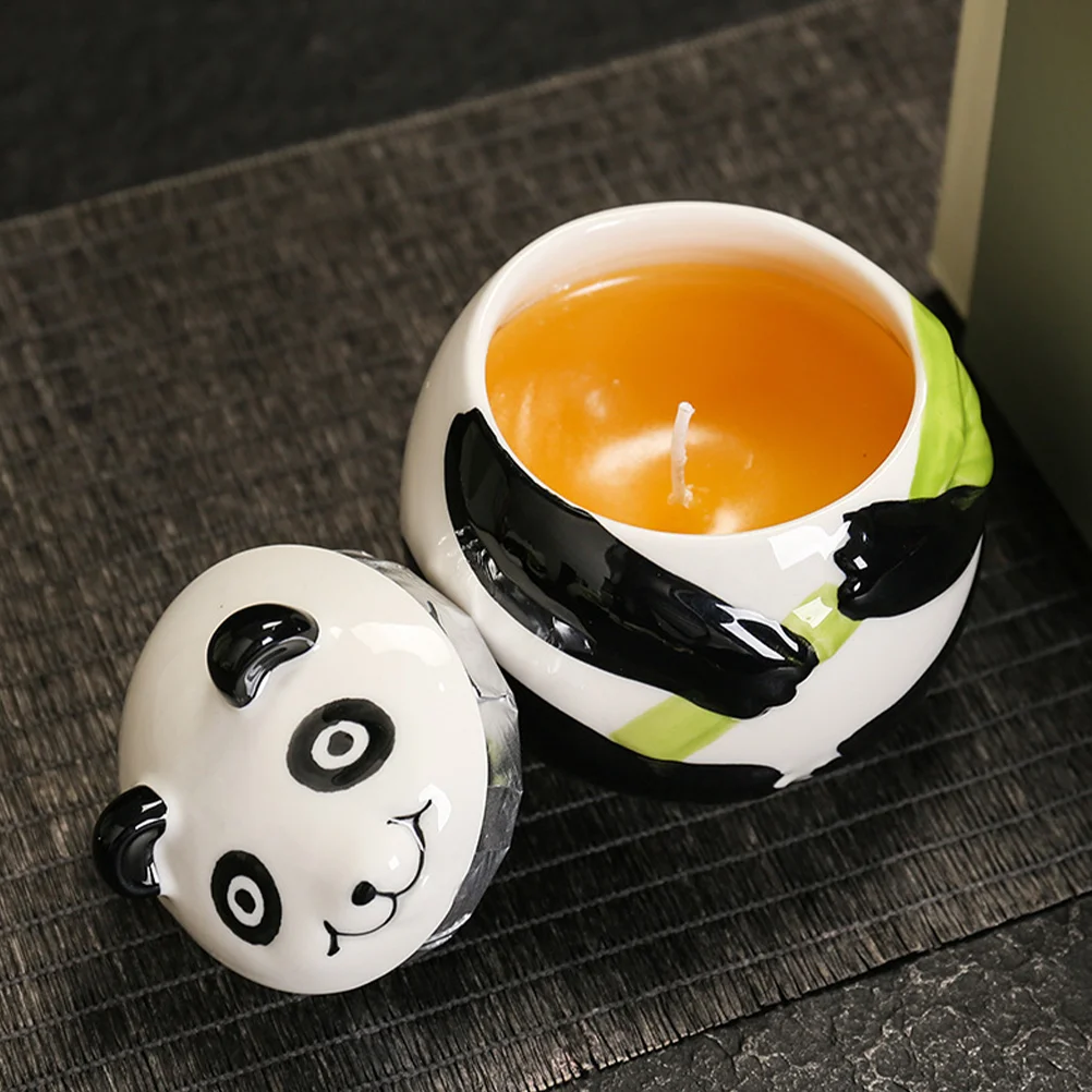 

Panda Scented Jar Decor Multi-function Mini Candles Fragrance Unique Prop Decorative Party Aroma Ceramics Wax