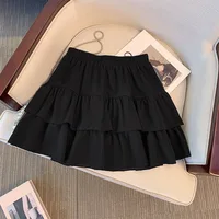 150Kg Plus Size Women's Hip 165 Cake Short Skirt Casual Pleated Ruffled Edge Skirt Black White 5XL 6XL 7XL 8XL 9XL - Image 4