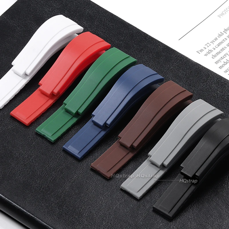 Premium Black & Blue Waterproof Silicone Rubber Watch Strap - 20mm