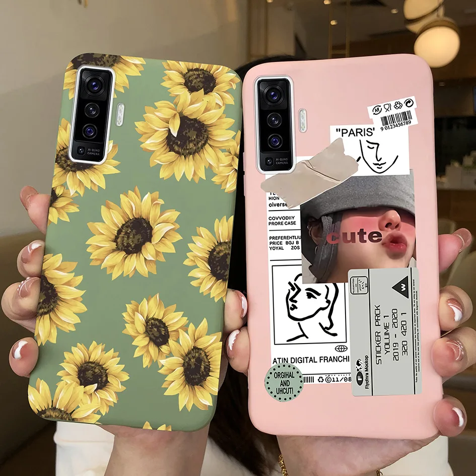 Matte Cartoon Lovely Girl Heart Plant Soft Silicone Back Cover - 6.56 Inches