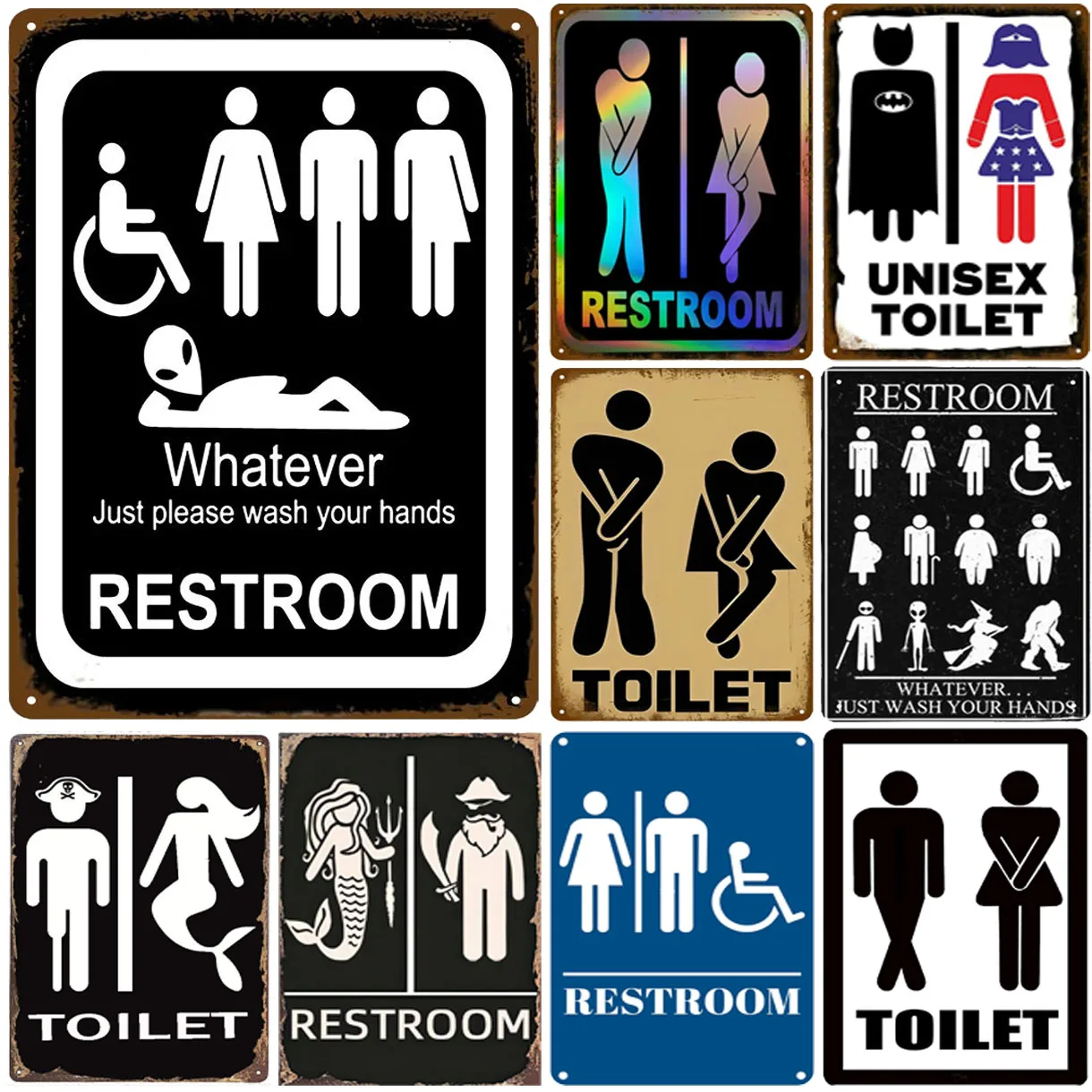 Targa Divertente Per Bagno In Metallo Vintage - Cartello Umoristico Per WC, Decorazione Da Parete Per Casa, Bar O Garage - 20x30 Cm