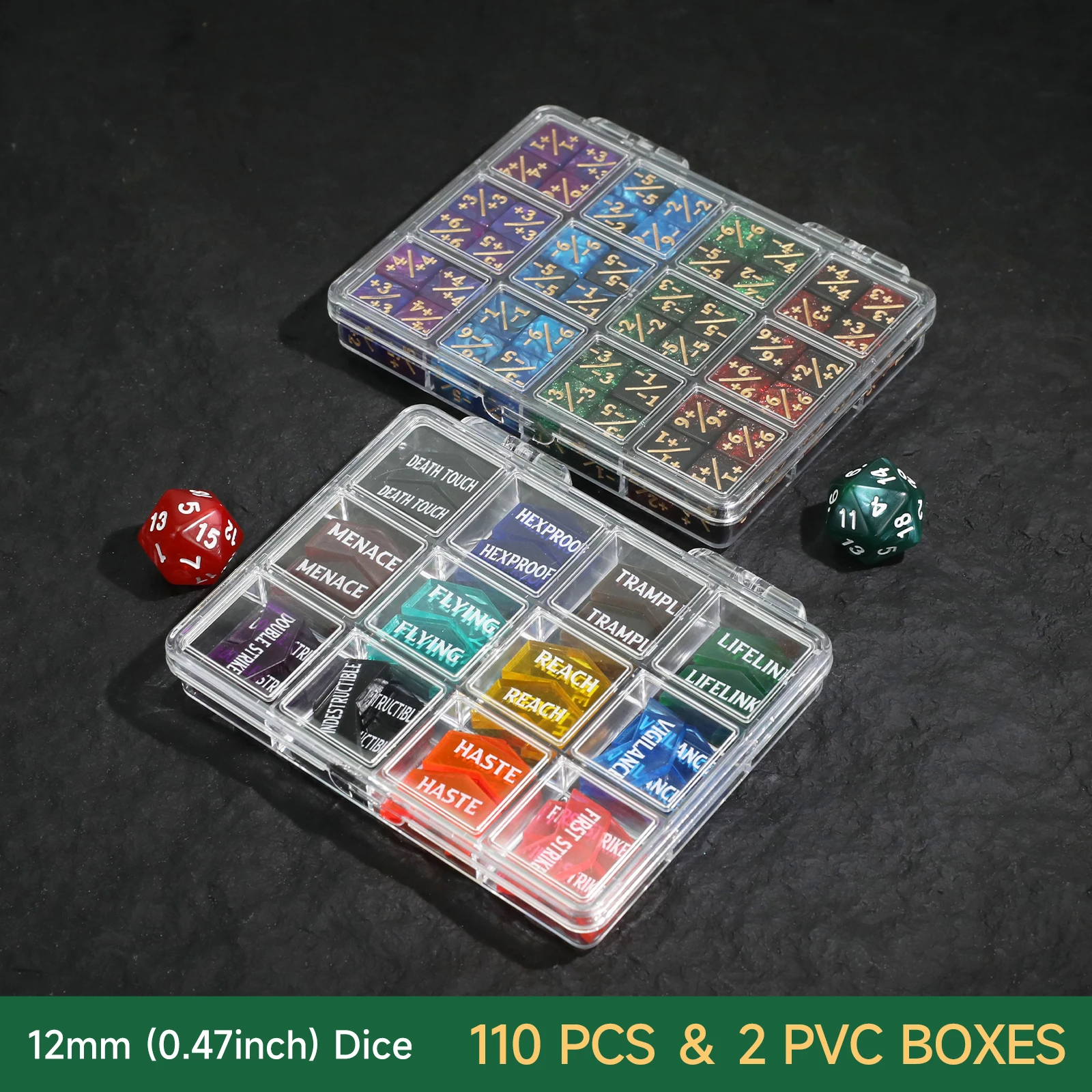 110PCS MTG Dice Tokens Set Keyword Counters +1/+1 & -1/-1