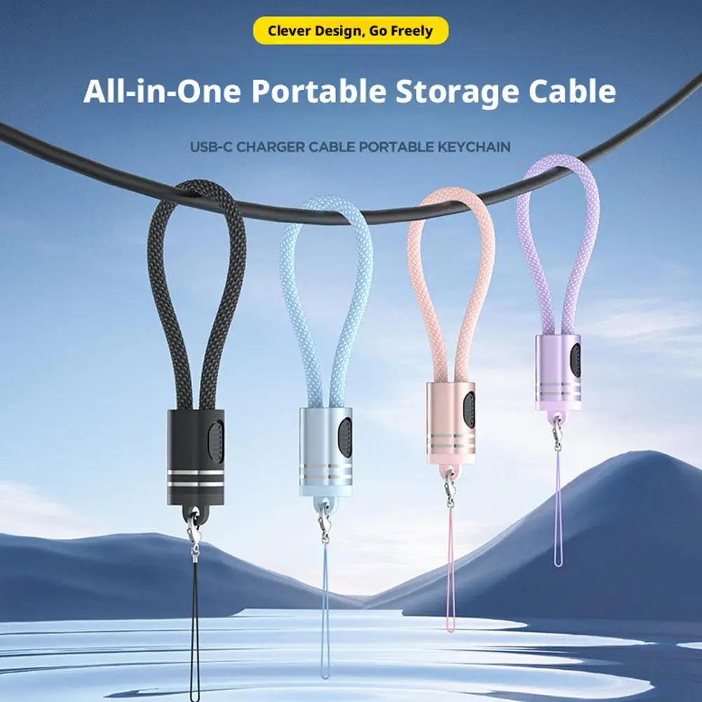 휴대용 60W USB C to USB C 케이블 키체인 PD 고속 충전 숏 타입 C 코드 (아이폰 17, 16, 삼성 S24, 아이패드, 맥북, 노트북용)