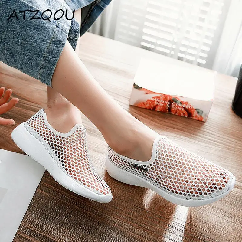 

Female Sneakers Casual Shoes Summer Breathable Flat Fashion Hollow Out Soft Vulcanized Shoes Sports Women Sandals