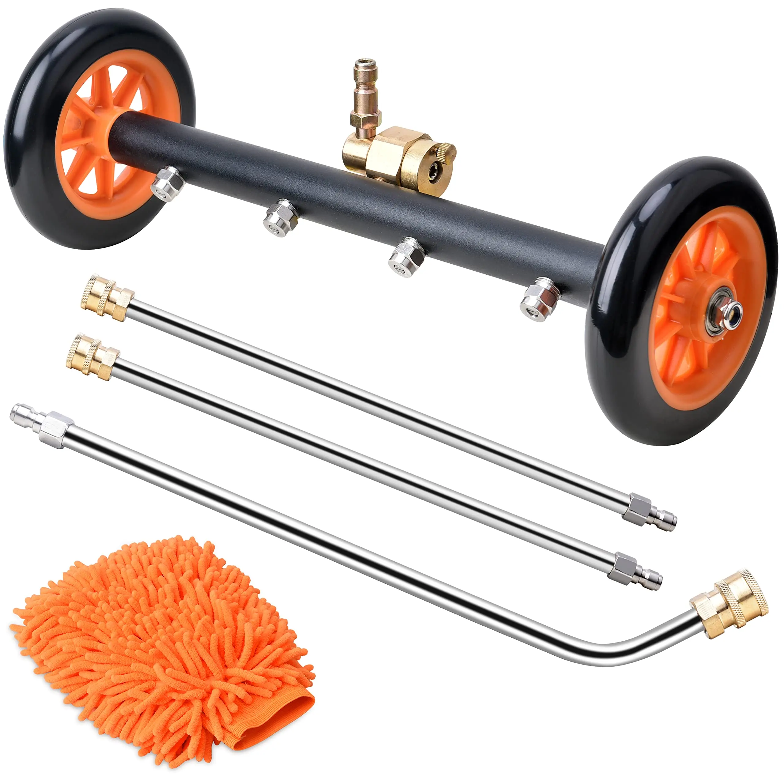 

2-in-1 Pressure Washer Undercarriage Cleaner Water Broom, 16" Surface Cleaner Power Washer Attachment with 3 Extension Rods