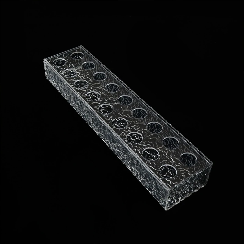 Stone Grain Clear Acrylic Flower Vase, Rectangular, Long Rectangle, Decorative 3