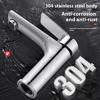 304 ก๊อกน้ําห้องน้ําสแตนเลสห้องอาบน้ํารวมอ่างล้างหน้าผสมก๊อกน้ําโลหะสําหรับติดตั้งห้องน้ําอ่างล้างจาน 4