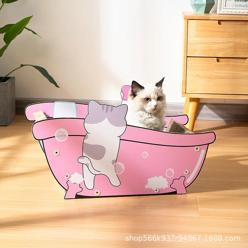 

Cat Scratch Board Bathtub Shape Cat Nest Corrugated Paper Vertical Non-Chip Wear-Resistant Grinding Claw Pet Supplies Portable