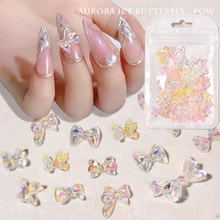 

50PCS Mixed Size Nail Bow Rhinestones Glitter AB 3D Aurora Crystal Nail Jewelry DIY Manicure Decoration Accessories