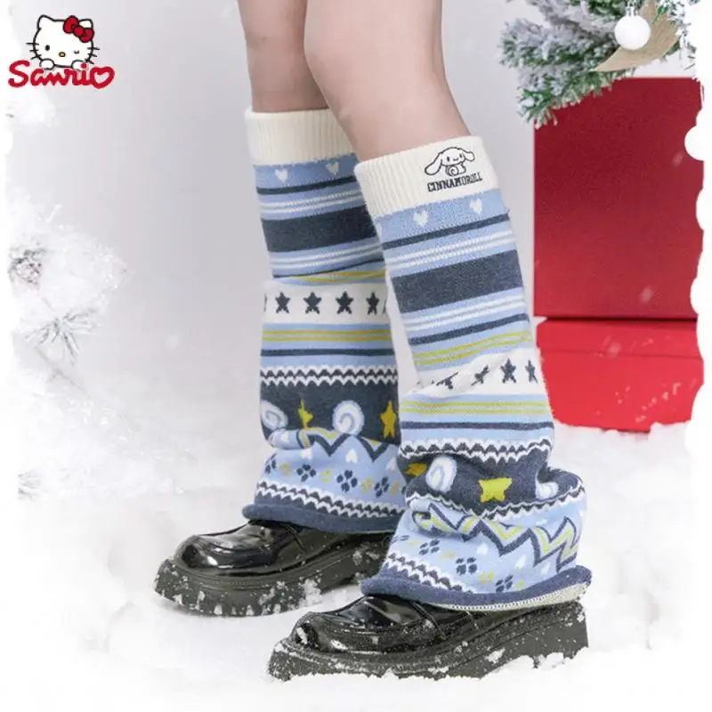 

Милые вязаные носки Sanrio Cinnamoroll с вышивкой, теплые мягкие носки с ворсом для девочек, шерстяные носки для девочек, милые носки Jk, подарок в стиле "Лолита"