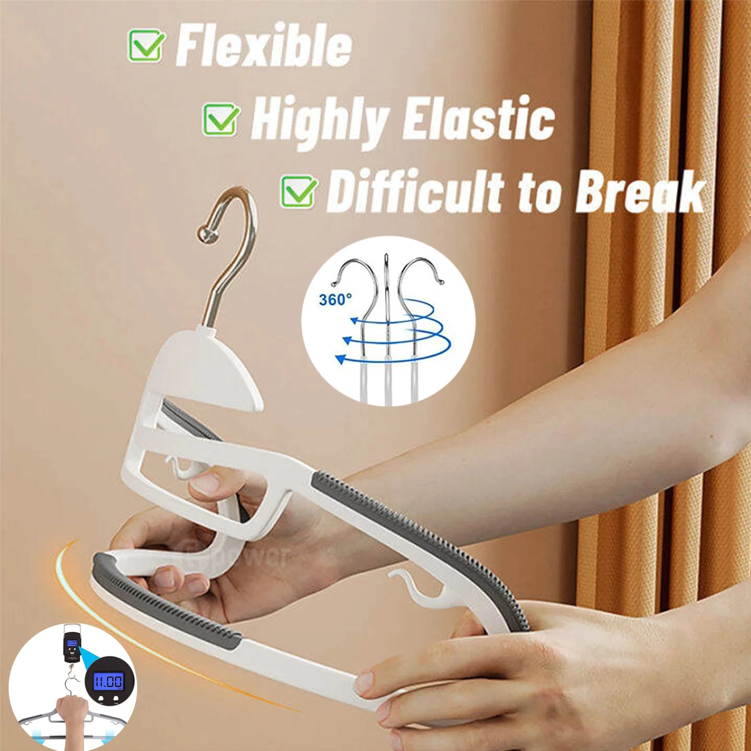 Hanger 10Pcs Anti-Slip Grey Multifunctional Wet and Dry Household Hanger Suitable for Hanging Storage Clothes Bedroom Ward 4