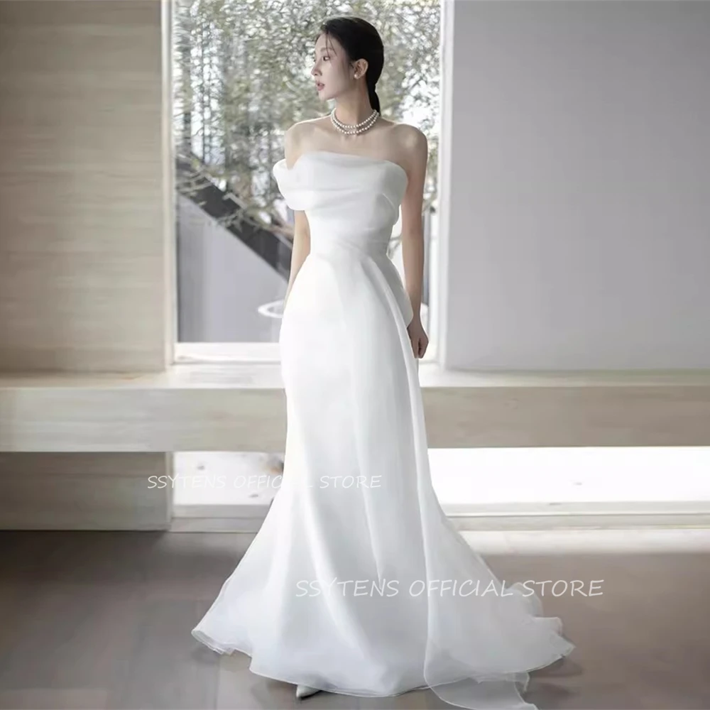 

Elegant One Shoulder Wedding Dresses Korea 웨딩드레스 Photoshoot Off Shoulder Chic Bridal Gowns Mermaid Bride Dress Custom Made 2024