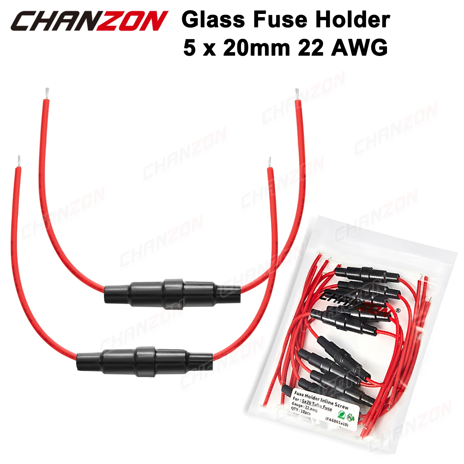 10pcs 5x20 Inline Glass Auto Fuse Boxes Holder Screw Tube Case Blow Hold Support 24V 250V 125V AC 12V 3amp 5x20mm 22 AWG Wire fuse holder car fuses kit glass fuse kit