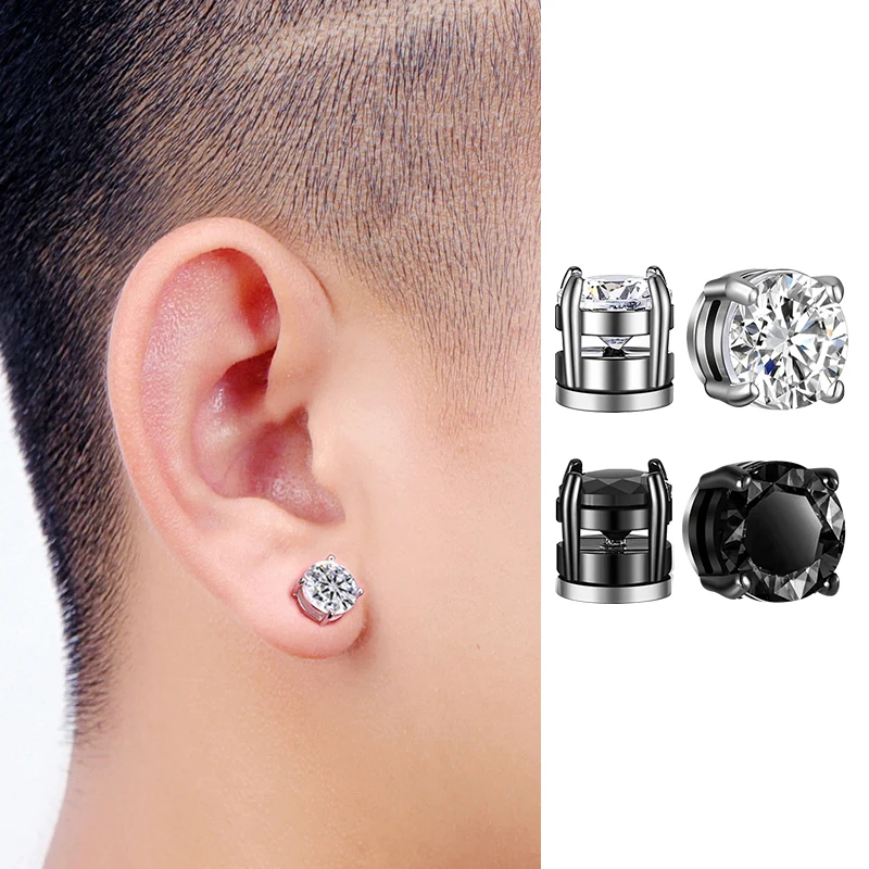 Ear Studs Magnetic Cz Earrings Ear Piercing On Ear|unisex