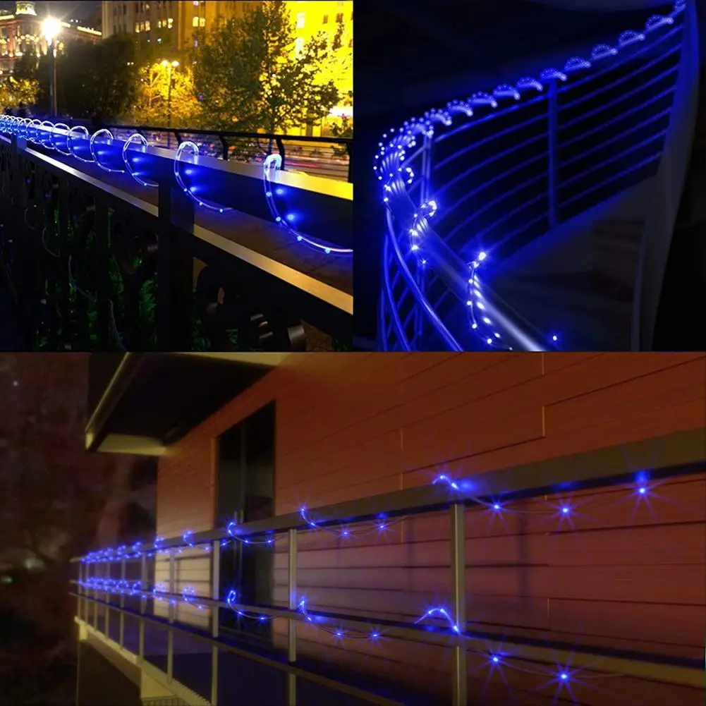 Upgrade PVC Solar Led Strip With Solar Panel Copper Wire Tube Light Waterproof Outdoor Wedding Party Decor Garden Camping Lamp led string lights