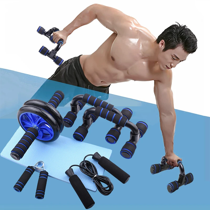 

6PCS New Abdominal Wheel Combination Blue Set 5-in-1 Multifunctional Push-up Bracket Home Fitness Equipment