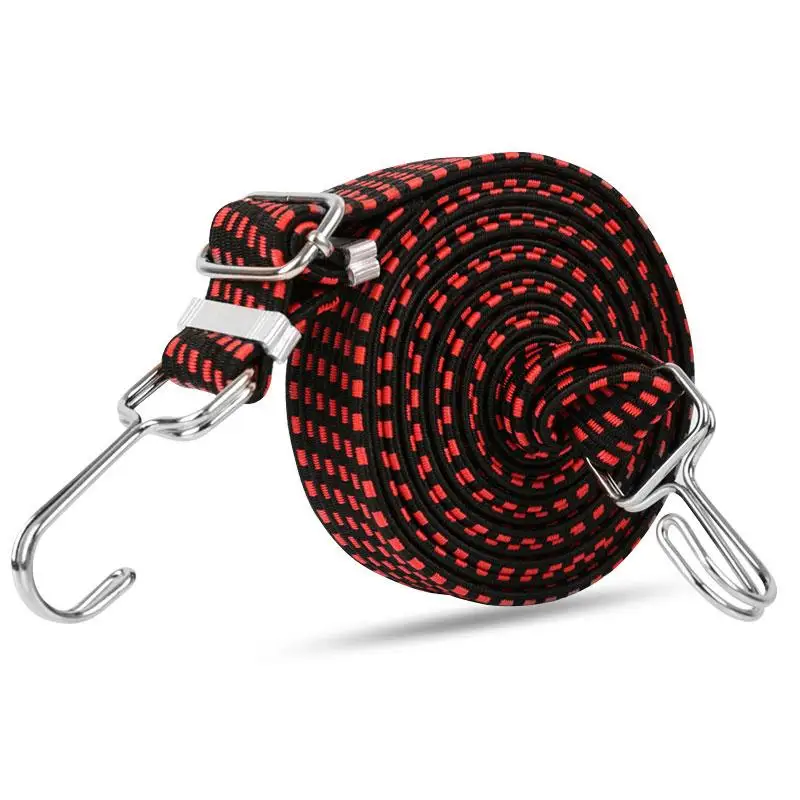 Motorcycle Luggage Strap Motorcycle Bicycle Luggage Fixed Strap Rope Length Adjustable Double-layer Metal Hook Widening Elastic Belt for Bicycle Moto