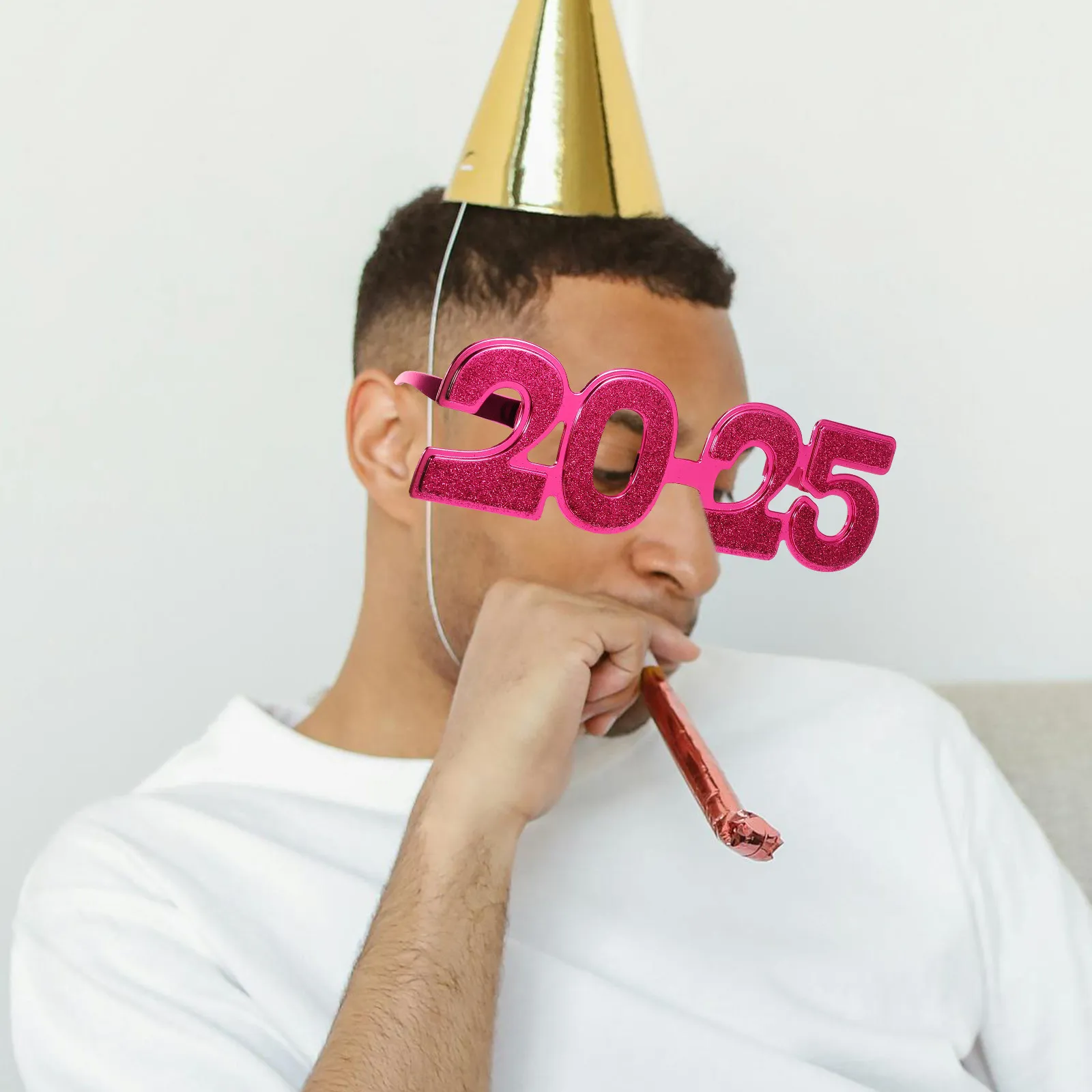 1쌍 2025 안경 전기도금 글리터 아이웨어 깨지지 않는 가벼운 부드러운 가장자리 새해 파티 사진 소품 축제