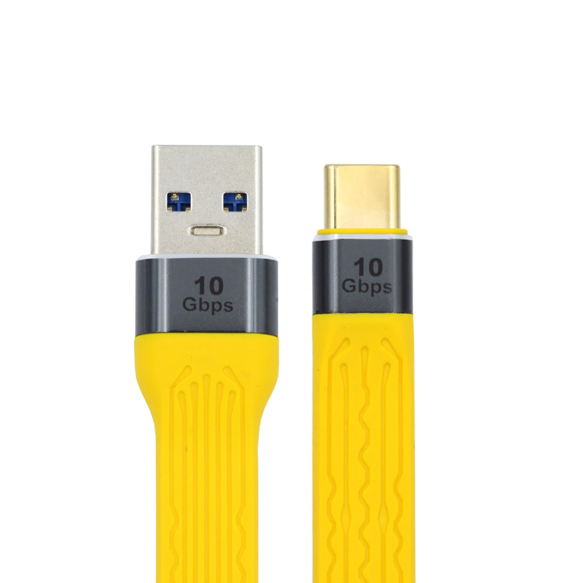 Cablecc Yellow 10Gbps USB 3.1 Type C Male to USB3.0 Type A Male Flat Slim FPC Data Cable 13cm for Laptop & Phone