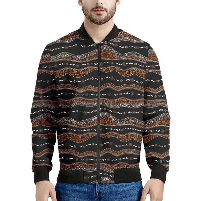 thumbnail image 1 of Chaquetas con cremallera con estampado aborigen australiano para hombre, abrigos con estampado 3D, chaquetas informales de calle, sudaderas con cremallera y manga larga, 1 of 5