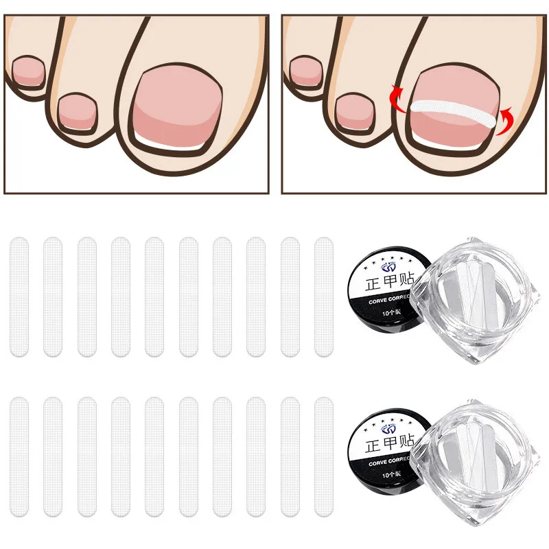 

10pcs Nail Correction Stickers Ingrown Toenail Corrector Patches Nail Treatment Elastic Patch Straightening Clip Pedicure Tool