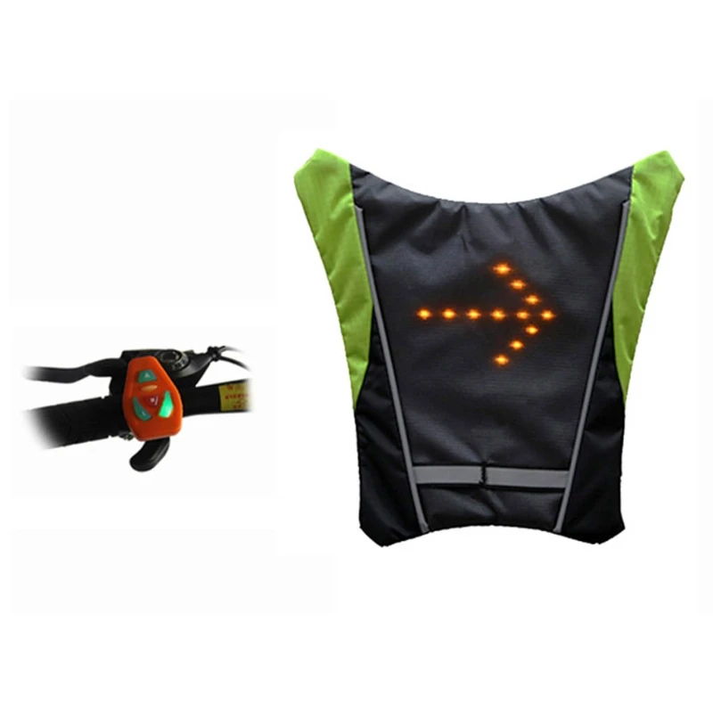 LED Turn Vest Reflective Remote Control Turning Lights Waterproof USB