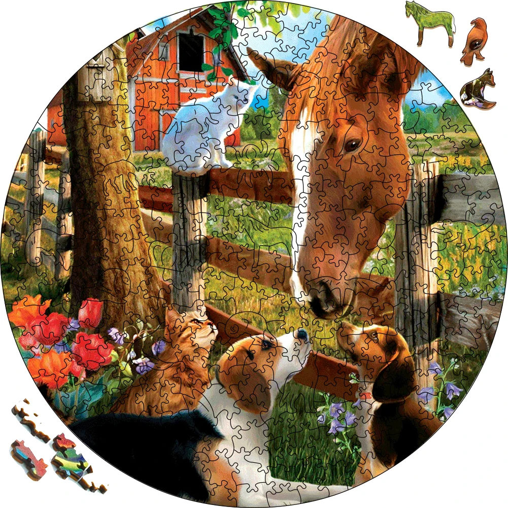 Dog And Horse  Wooden Jigsaw Puzzle Festival Gift Toys For Adults Animal Wood Puzzles Holiday Gift Puzzle Toy For Children helena bonham carter jigsaw puzzle wood animals wood adults jigsaw custom for children puzzle