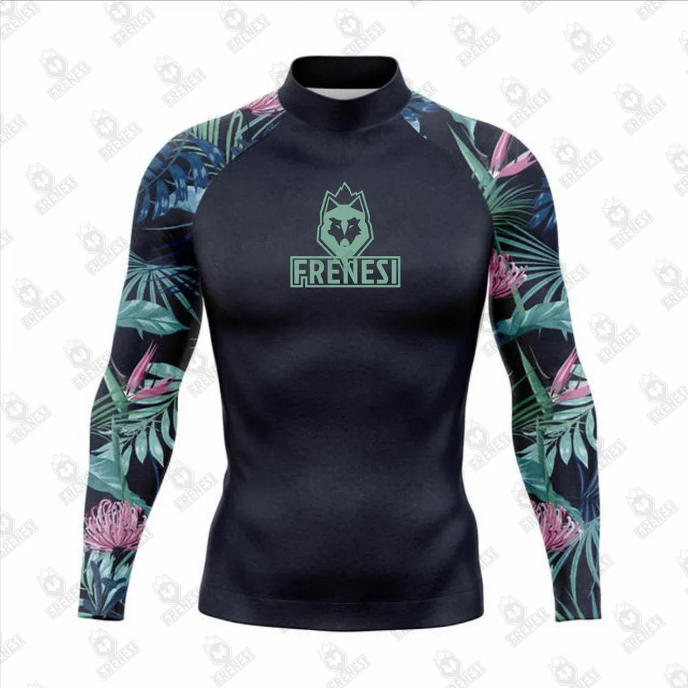 Men Rashguard UV+50 Protection Long Sleeve Surfing T-shirt