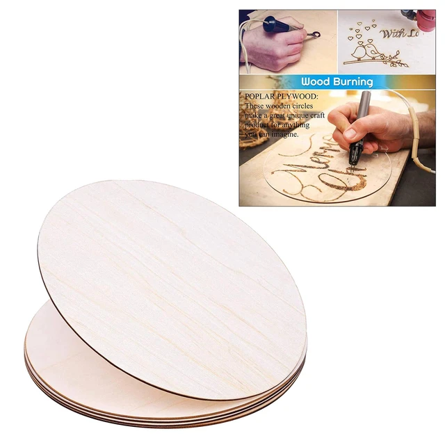 12 inch Wood Circles for Crafts, 10pcs Unfinished Wood Crafts with Holders, DIY Wood Rounds for Cricut Projects, Door Hanger, Wood Burning, Painting