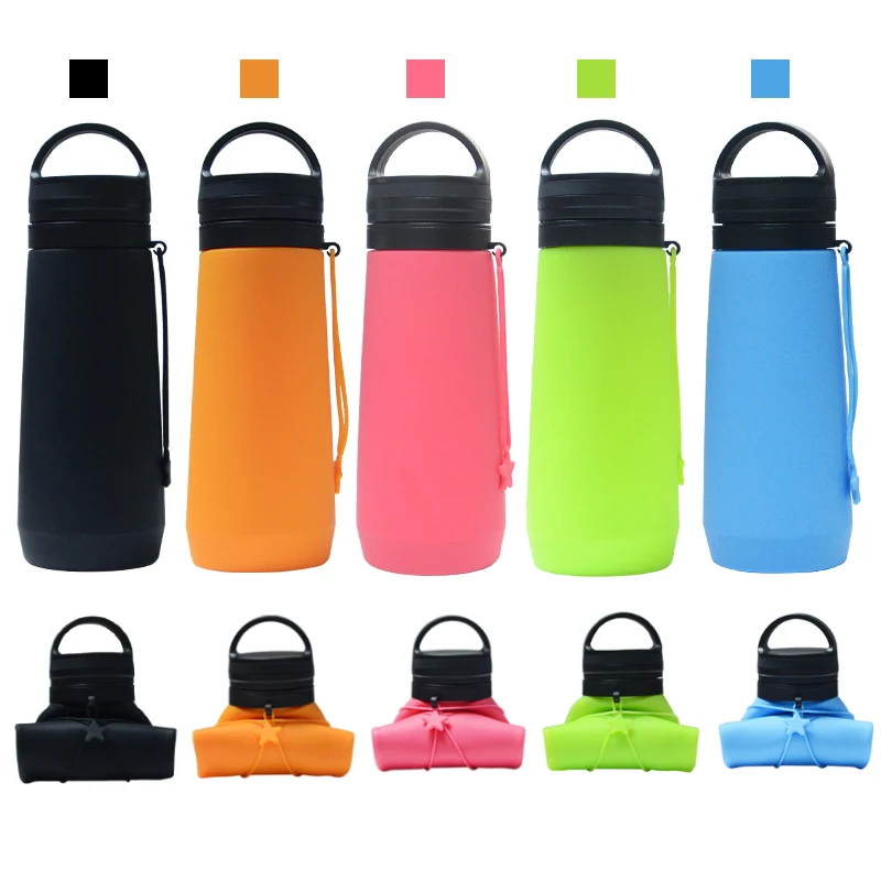 

750ML Collapsible Water Bottle, Reuseable BPA Free Silicone Foldable Bottles Portable Hiking Cup For Outdoor Mountaineering Tour