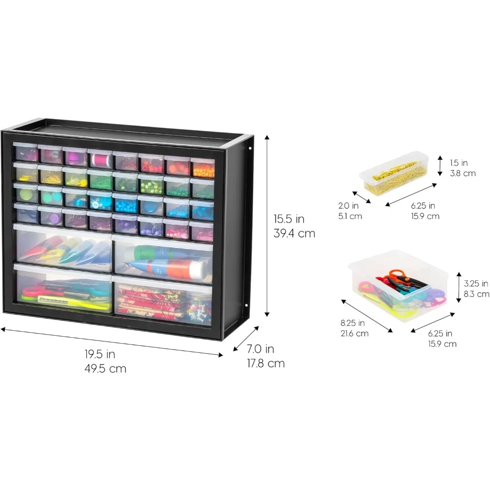 36-Drawer Small Parts Organizer, Stackable Plastic Storage Cabinet for Electronics Hardware Tools Crafts image 5