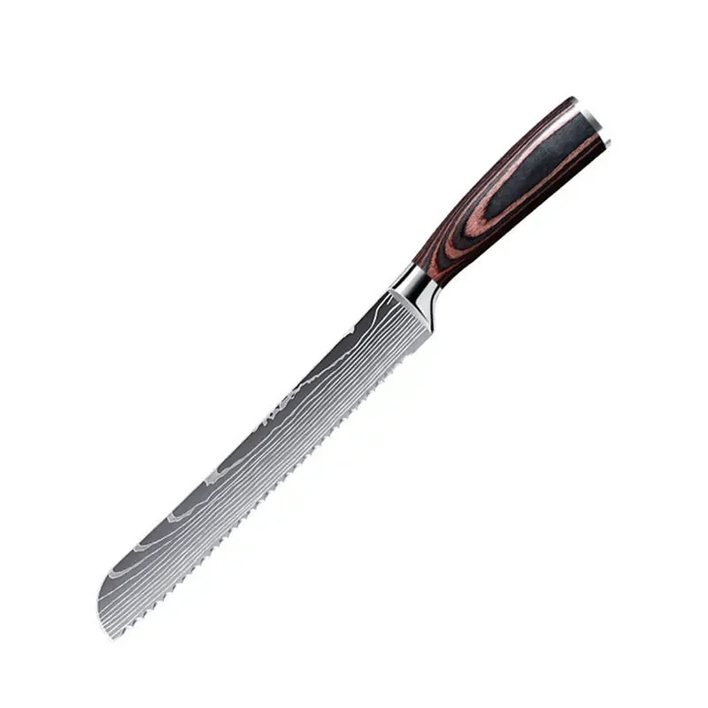 20,3 cm professionelles Brotmesser, Käse, Toast, Küchenmesser, Laser-Damastmesser, Holzgriff, Schneidemesser, Kochmesser