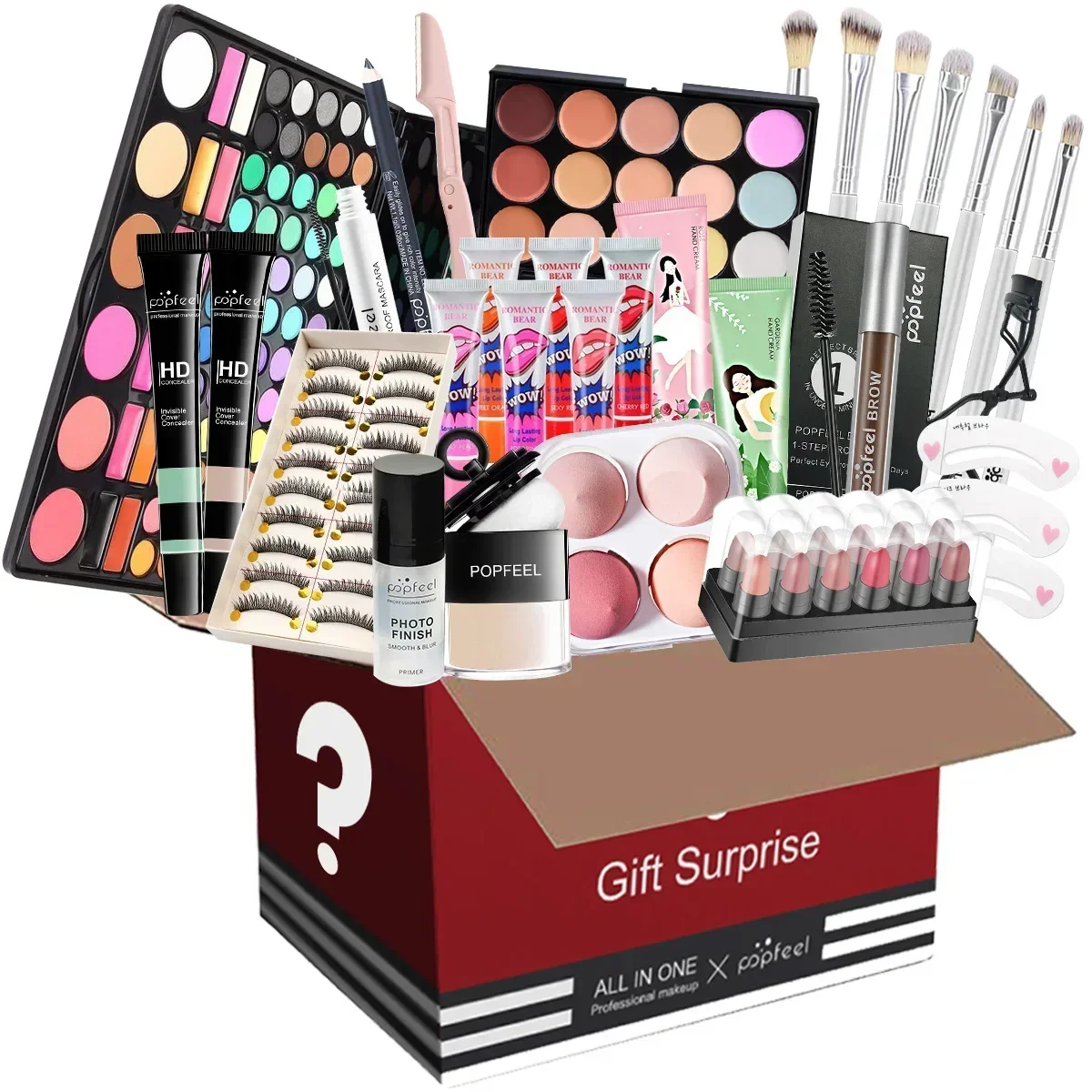 All-in-One Makeup Kit Gift Set with Eyeshadow Palette Foundation Lip Gloss Blush Brushes Eyeliner and More Beauty Gifts