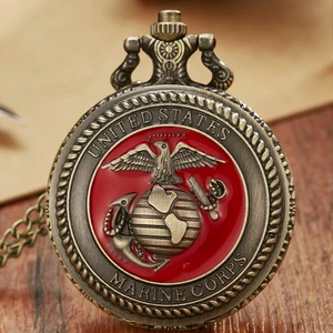 United States Navy Charge Warrior Pocket Watch necklace chain Quartz Clock men women watches Gifts