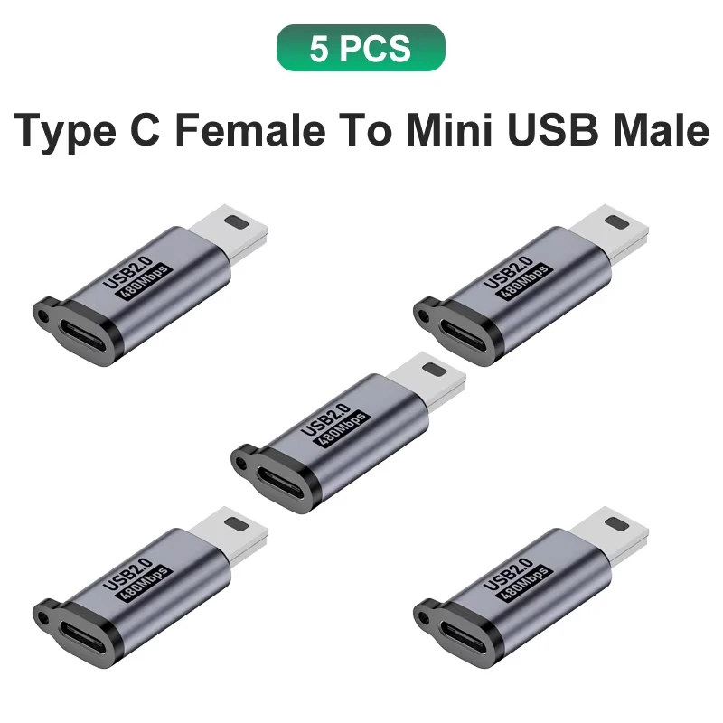 High-Speed Mini USB to USB-C Adapter - 18W Data Connector