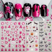 3pcs 5D Halloween Nail Art Stickers Y2K Pumpkin Skull Bone Ghost Cross Design Adhesive  Nail Decals for Manicure Decoration 1