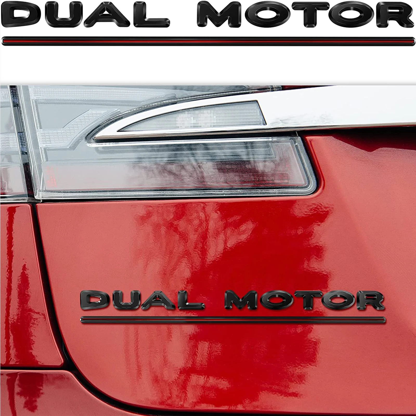 Tesla 3D ABS Model 3 Y Dual Motor Performance Badge Car Rear Trunk Emblem  Sticker Black Chrome Red