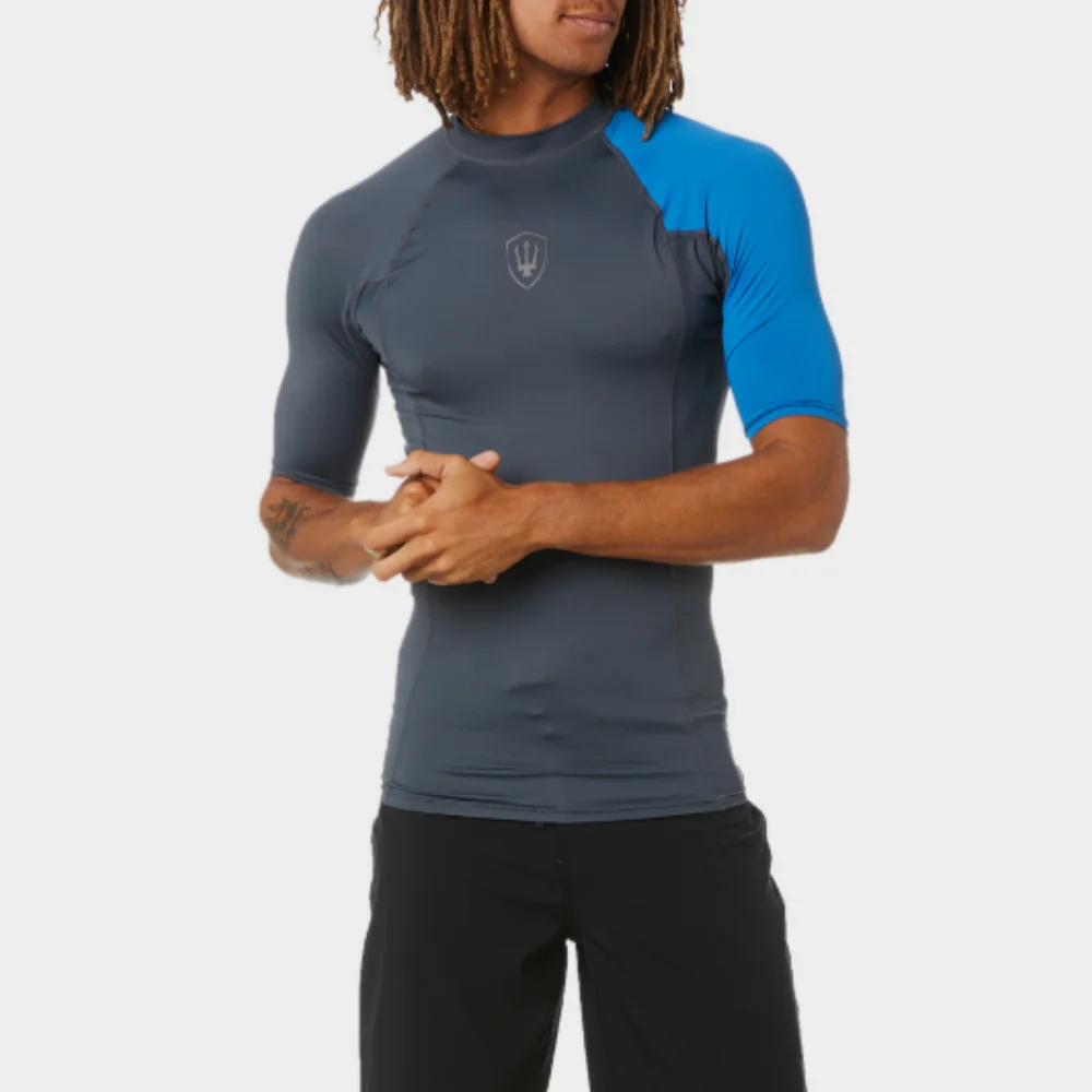 Summer Men's Rash Guards Shorts Sleeve Surfing Shirts Quick Dry Polyester Swimwear Keep Warm UV Sun Protective Swim Beach Tee