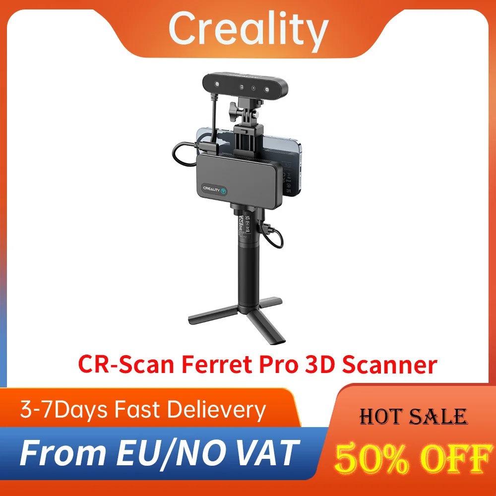 Scanner 3D Creality Cr-Scan Furetto Pro, Velocità Di Scansione Fino A 30 Fps, Distanza Di Lavoro Di 150-700Mm, Connessione Wireless
