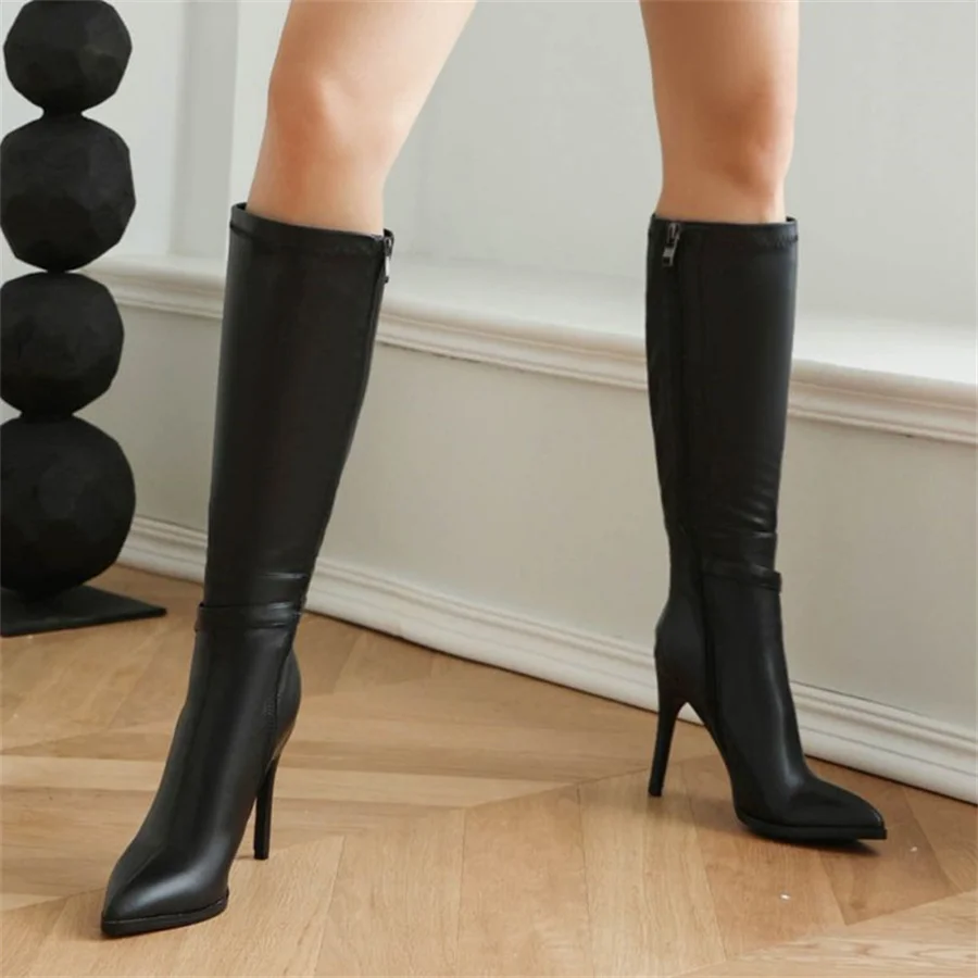 

Women Knee High Boots 2023 Winter Sexy Stiletto Fashion Pointy Toe Plus Size 40-46 High Heels Party Women Shoes Dropshopping