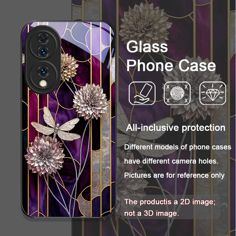 Elegant Floral Marble Textured Tempered Glass Phone Case