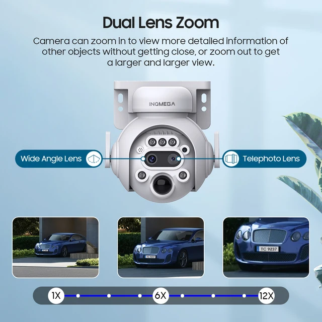 INQMEGA 8MP 4K Solar Powered Camera 4G Outdoor WIFI Camera with Solar Panel 12X Optical and Digtal Zoom CCTV Surveillance 2