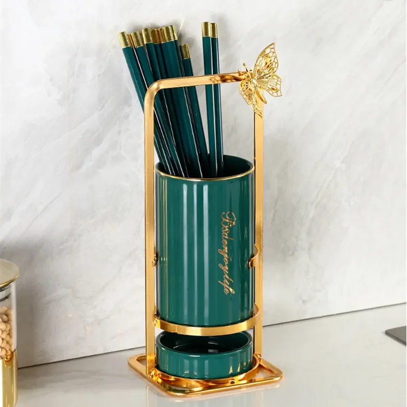 Description Picture 5 of itemGlass Chopstick Holder Ceramic Drain Rack Chopsticks Bracket Shelf Cage Home Kitchen Organizer Tableware Storage