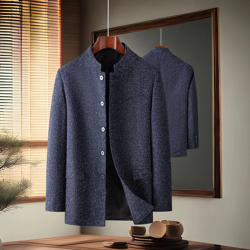 대형 사이즈 (M-6XL) 비즈니스 트렌드 스탠드 칼라, 캐쥬얼 남성용 싱글 세트, 모든 패션, 잘 생긴 트렌드, 새로운 2024
