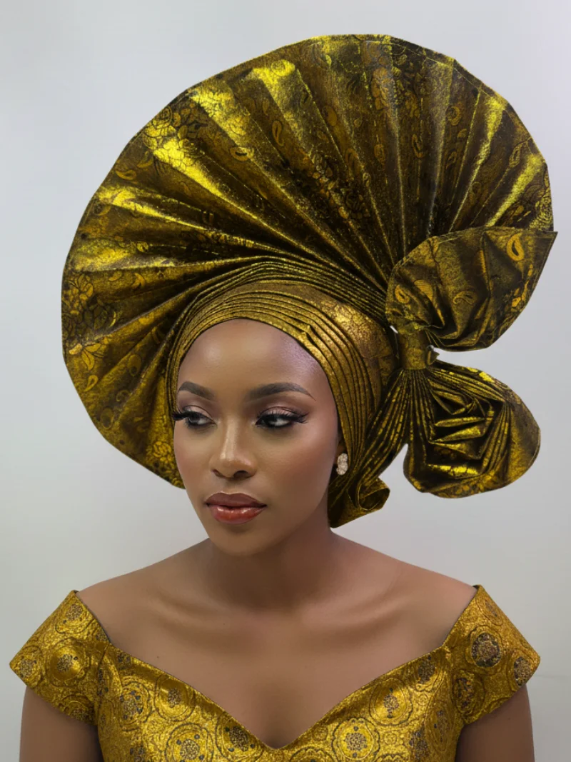 High Quality African Nigeria Gele Elegant Helmet With Stones  display picture 3