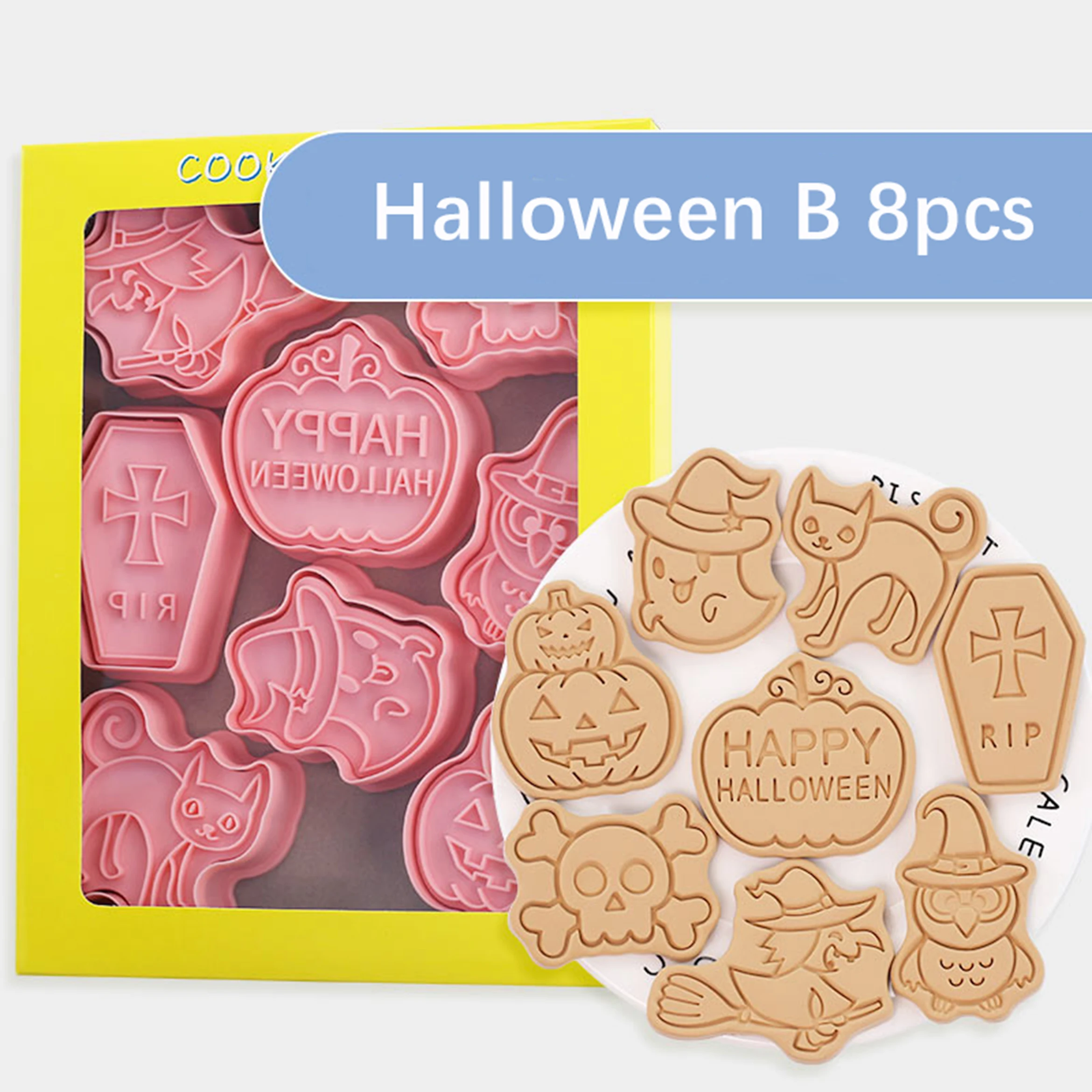 Halloween Cookie Cutters 3D Pumpkin Ghost Biscuit Cutter Cookie Molds Kitchen Pastry Baking Tools Halloween Decoration 8Pcs cookie cutter cookie mould baking mold cookie printing mold baking decorating tools