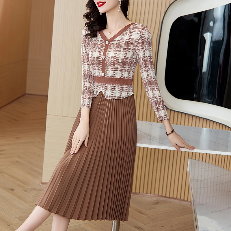 

Black Pleated Dress For Women Long Sleeved Loose Fitting Knee Length Dress 2023 Autumn/Winter Fashion Casual Party Dress Vestido
