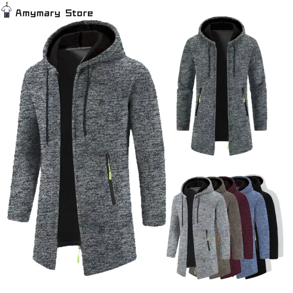 Men Hoodies Sweaters Jacket Thin Solid Long Sleeve Fleece Lined Hooded Zipper Sweatshirt Cardigan Slim Sweater Coats Clothing