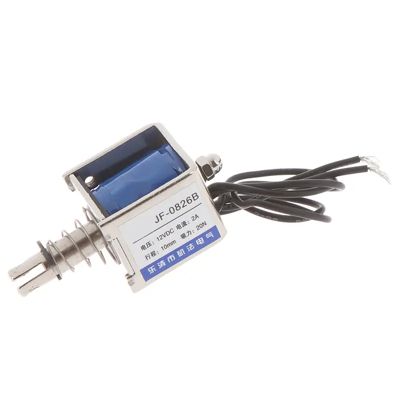 JF-0826B 12V/2A 10mm 20N push pull type open frame solenoid electromagnet image 2
