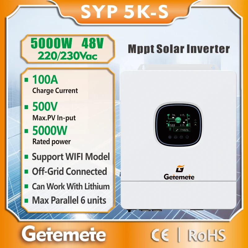 GTMT 5KW 48V 220/230Vac 하이브리드 태양광 인버터 최대 PV 500V..